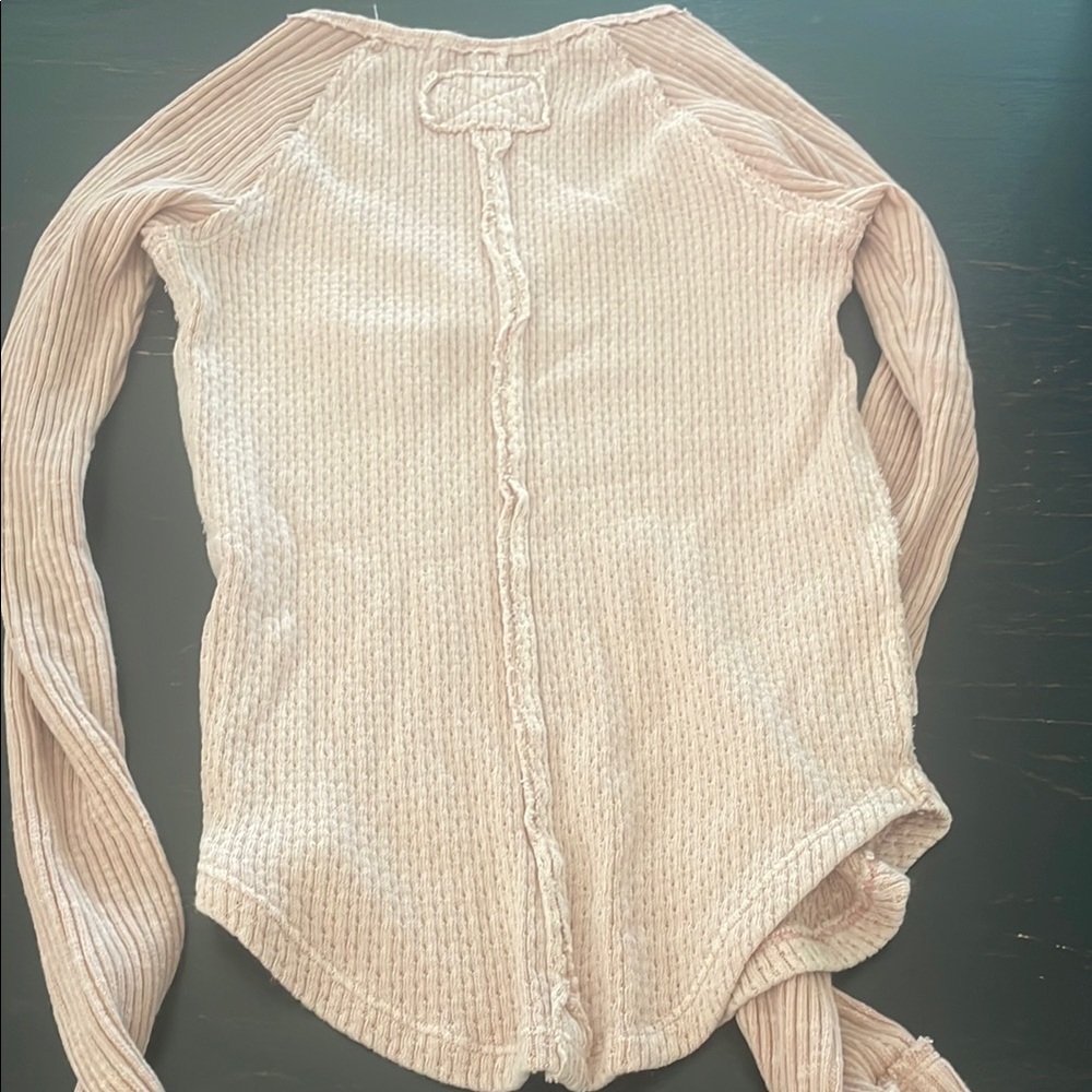 We The Free Blush Ribbed Buttoned Top - Picture 4 of 4